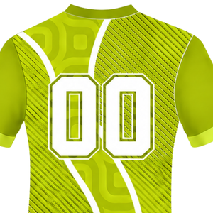 Camiseta de Rugby Verde Lima y Blanca, Manga Corta, Cuello en V, Uniforme de Equipo con Diseño Geométrico, Personalizable, Transpirable, Ropa Deportiva para Entrenamiento - Product Image 4