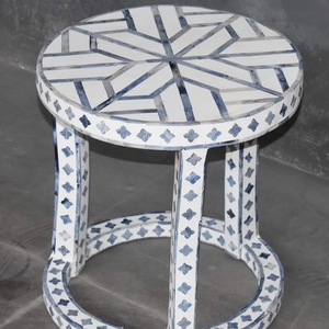 ILAHI's Bone Inlay <b>Table</b> Modern Design Agate Detailing <b>Storage</b> Portable Home Furniture - Product Image 3