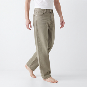 Jean en denim tricoté pour garçon, coupe droite ample, taille mi-haute, décontracté avec poches, confortable, style streetwear pour jeune - Product Image 2