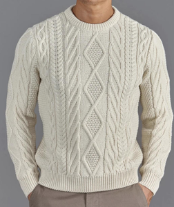 Pull décontracté personnalisé pour homme, tricot torsadé vintage, grande taille, manches longues, col rond, pour l'automne et l'hiver - Product Image 6