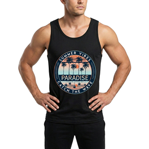 Camiseta sin mangas personalizada para hombre, con estampado gráfico por sublimación, estilo casual urbano, venta al por mayor, camisetas sin mangas personalizadas al por mayor - Product Image 1