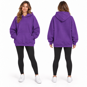 Women's Oversized Mint Green Hooded Sweatshirt Long Sleeve Solid Color Fleece Pocket Design Autumn Casual Wear - Product Image 6