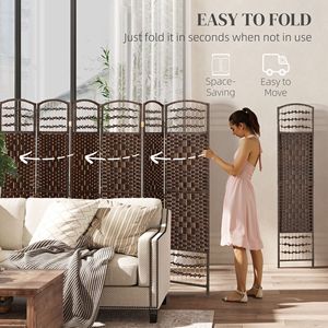 Divisorio Pieghevole Portatile a 8 Pannelli in Fibra Ondulata Marrone per Privacy in Casa e Ufficio - Product Image 4