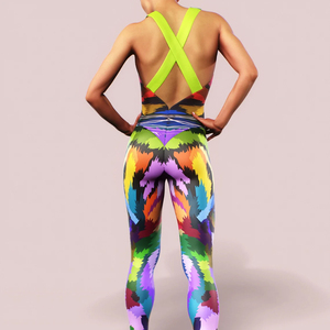 Combinaison de sport et de yoga sans couture en maille côtelée à bretelles larges, soutien-gorge intégré, haute performance - Product Image 4