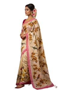 Floral Printed BIshnupuri pure <b>silk</b> <b>Fabric</b> Women India Pakistan Bangladesh Traditional Saree - Product Image 3
