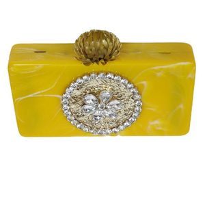 Pochette de soirée en résine de créateur haut de gamme pour femme avec accessoires de mode en cristal - Product Image 1