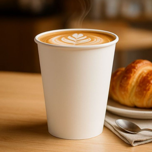 Vasos de papel compostables de 10 oz para café con logo personalizable para restaurantes de alto volumen y centros de comida para llevar - Product Image 2