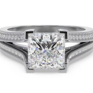 Bague en diamant taille princesse cultivé en laboratoire 0,75 ct, style vintage, en or jaune, blanc, rose et platine 18 carats - Product Image 1