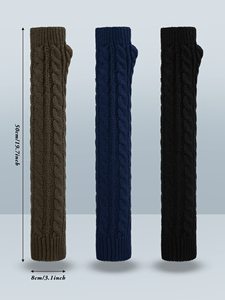 ปลอกแขนปั่นจักรยาน 3 คู่ แบบถักลายเคเบิ้ล สีเทา-ดำ สำหรับผู้ใหญ่ ป้องกันรังสียูวี - Product Image 2