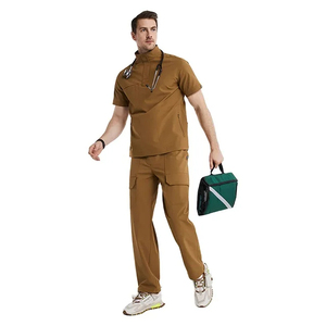 High Quality Custom Logo Men's <b>Scrub</b> Suits Sets Solid Color Canvas Quick Dry Breathable <b>Plus</b> <b>Size</b> Needle Detection for Hospital - Product Image 2
