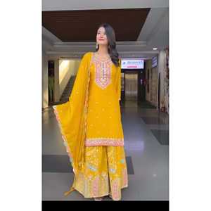 เสื้อปาร์ตี้แฟนซีมี dupatta และ sharara XL เย็บอย่างเต็มที่ - Product Image 3