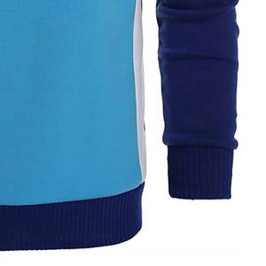 Sweat-shirt à capuche pour homme, color-block, manches raglan, décontracté, bleu et blanc, coupe classique, pour l'automne, en tricot polyester et coton - Product Image 6