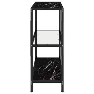 Étagère élégante en verre trempé transparent et marbre noir avec structure en fer thermolaqué pour la maison ou le bureau - Product Image 4