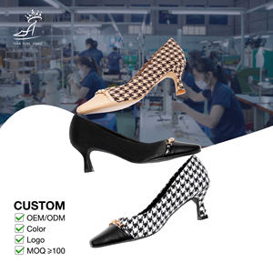 Chaussures élégantes pour femmes à bout carré, talons de 5 cm, mélange de tweed et de PU mat, style professionnel, faciles à enfiler - Product Image 6