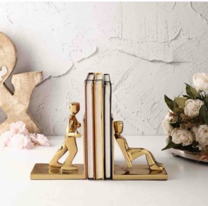 Porte-livres élégants de style européen en aluminium |   Support de livre en métal décoratif pour la maison, la bibliothèque, le bureau, la salle d'étude - Product Image 1