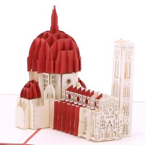 Tarjeta de felicitación arquitectónica, tarjeta 3D emergente, regalo para extranjeros, tarjetas emergentes temáticas hechas a mano, tarjeta 3D emergente, tarjeta de felicitación especial. - Product Image 1
