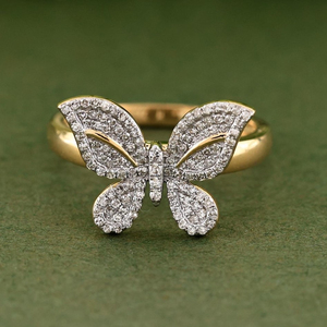 <b>Gold</b> Plated IGI Certified Moissanite Diamond <b>Ring</b> Classic Style Butterfly Diamond <b>Cocktail</b> <b>Ring</b> S925 Silver Diamond Jewelry - Product Image 1