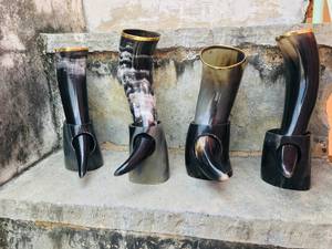 Corne à boire artisanale Viking en corne de buffle, écologique, forme naturelle, design classique pour les fêtes et célébrations - Product Image 5