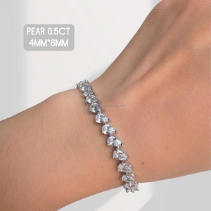 RB อัญมณีที่กำหนดเองสร้อยคอลูกแพร์เพชรสร้อยคอเทนนิส VVS Moissanite สร้อยข้อมือเพชรขนาดใหญ่สไตล์โรแมนติกเครื่องประดับทอง14K เสน่ห์ดี - Product Image 6