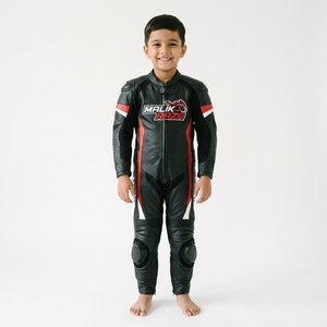 Combinaison de course en cuir pour enfants, équipement de moto pour jeunes, cuir de vache véritable, coupe personnalisée, nom et logo personnalisés - Product Image 6