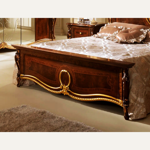 Lit de chambre à coucher de luxe sur mesure en bois massif de style royal victorien, taille king, pour appartement, avec garantie d'un an - Product Image 3