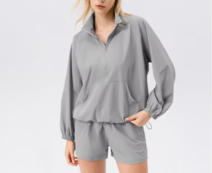 Nueva Chaqueta Deportiva para Mujer con Protección Solar, Cuello Corto, Cierre Frontal, Hombros Caídos y Ribete Elástico - Product Image 3