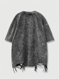 เสื้อยืดคอกลมโอเวอร์ไซส์ผ้าฝ้าย 100% ระบายอากาศได้ดี พิมพ์ลาย DTG ลายมงกุฎแตกสไตล์วินเทจ  แบบย้อมสีเอซิดวอช  แขนสั้นสำหรับผู้ชาย - Product Image 2