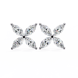 Marquise Butterfly <b>Diamond</b> Stud <b>Earrings</b> – 0.88ctw Floral Clover CVD Lab <b>Diamond</b> 10K 14K 18K Solid Gold Piercing Posts - Product Image 1