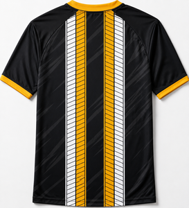 Maillot de football unisexe FURAT LEATHERS noir et jaune à col en V, manches courtes, anti-humidité, coupe classique, imprimé par sublimation, vêtement adulte - Product Image 3