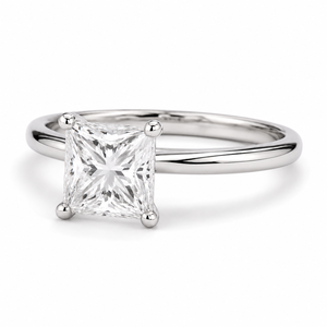Anillo de compromiso solitario de diamante cultivado en laboratorio con corte princesa de lujo, oro blanco de 18 quilates, anillo de boda personalizado para mujer - Product Image 2