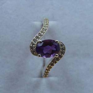 Bague ovale en améthyste, argent sterling, accents de zircon cubique, pierre précieuse, bague de fiançailles, cadeau pour elle, bijoux - Product Image 2