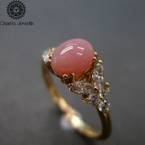 Anillo de Compromiso Romántico Charm_Jewells para Mujer, Chapado en Plata, Oro Rosa de 18K, Moissanita Rosa, Corte Cojín, Engaste de Flor, Certificado IGI - Product Image 5