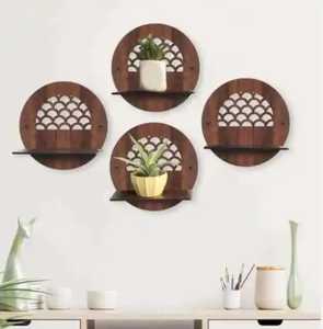 Modern Natural Wood <b>Floating</b> Wall Shelf Interlocking <b>Frame</b> Storage Display Rack Living Room Mounted Adjustable Holder - Product Image 6