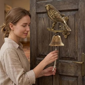 Art Deco Cast Iron Bird <b>Door</b> Bell Outdoor Decor for Entryway Home Garden Mountable Waterproof Eco-Friendly Self-adhesive Durable - Product Image 3
