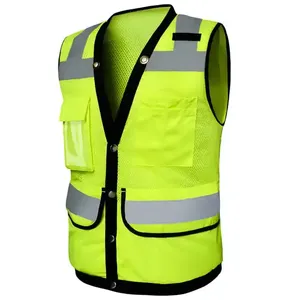 Custom Safety Vest with Reflective <b>Strips</b> Adjustable Sizes Durable Polyester <b>Fabric</b> Safety Vest - Product Image 3