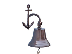 Cloche de bateau de 9 pouces, finition cuivre, aluminium massif avec support d'ancrage |   Décoration murale nautique |   Maison de plage en bord de mer Bell - Product Image 5