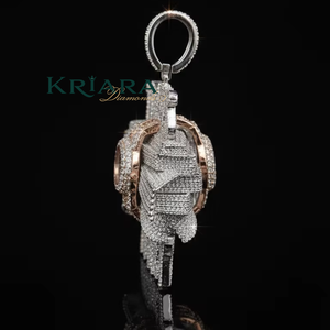 Colgante de Moissanita 'Tiempo es Dinero' en Plata 925, Amuleto Temático de Moissanita, Joyería Unisex de Lujo - Product Image 3