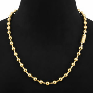 Collar de Cadena de Bolas de 6 MM Hecho a Medida en Oro Sólido de 14K, Joyería Fina y Moderna Unisex para Hombres y Mujeres - Product Image 1