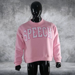 เสื้อสเวตเชิ้ตคอเต่าโอเวอร์ไซส์สำหรับผู้หญิง สีชมพู  ผ้าคอตตอนหนานุ่ม  โลโก้ด้านหน้า  รับผลิตแบบ OEM ODM - Product Image 1