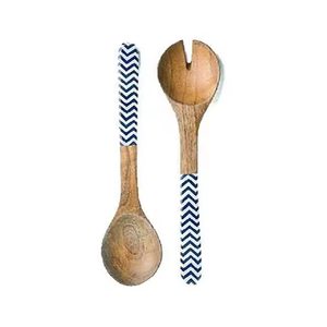 Ensemble de cuillères en bois hautement polies, manche imprimé rayé bohème, 100% bois naturel, couverts pour cadeaux - Product Image 4