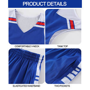 Tenue de basketball pour hommes bicolore, maillot et short personnalisés avec logo par sublimation, ensemble d'entraînement sportif - Product Image 4