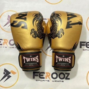Muay Thai Adults Training Kickboxing Twins Purple Leather Boxing <b>Gloves</b> With Dragon Print Hook N Loop Wrist Closure - Product Image 6