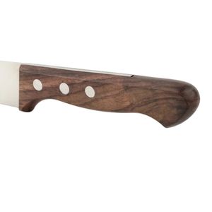 Couteaux de cuisine à manche en bois brun avec lame droite argentée et trois rivets pour couper les légumes et préparer les aliments - Product Image 6