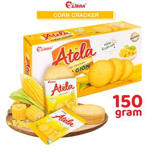 HALAL ATELA CORN CRISP CRACKERS 150g Low-Carb Low-Fat Low-Salt Snack with <b>Sweet</b> & Salty Taste Crispy Texture <b>Packaged</b> Bag Sachet - Product Image 1