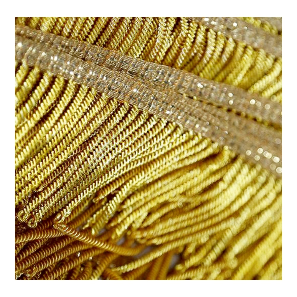 OEM Gold Bullion Fringe Trim Kunden spezifische vergoldete Bullion Quaste Fringe Plated Bullion und Mylar Thread Fringe Alle Größen