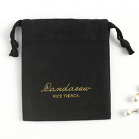 Sac à cordon en coton sergé à chevrons personnalisé, pochette d'emballage cadeau pour bijoux et cosmétiques avec logo estampé à chaud pour bagues, rouges à lèvres, parfums