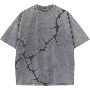 เสื้อยืดฮิปฮอปผู้ชายทรงโอเวอร์ไซส์ แขนสั้น คอกลม สตรีทแวร์ ผ้าเจอร์ซีย์คอตตอน  รับผลิตแบบ OEM  พร้อมบริการพิมพ์ลาย DTF และ DTG - Product Image 6