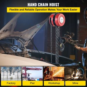 Paranco a Catena Manuale Industriale da 2,5m/8ft, Capacità 2 Tonnellate/4400 Libbre, Blocco a Catena Manuale per Sollevamento - Product Image 2