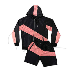 Ensemble coupe-vent pour homme avec veste zippée et short assorti, respirant, style sportif - Product Image 4