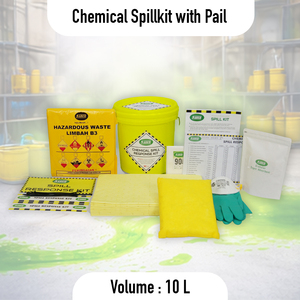 Chemical Spill Kit 10 Liter with Pail Portable Hazardous Chemical Leak Absorbent Spill Control Kit for Factory Workshop - Product Image 1